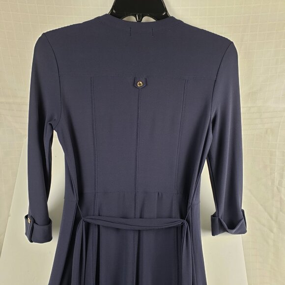 Charter Club Dress P/P Navy Blue Stretch Papillon Women Petite Belted Petite - Picture 8 of 16